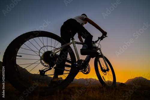 adventurous biker trip at dawn