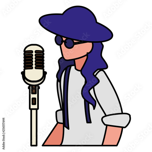 singer with microphone character