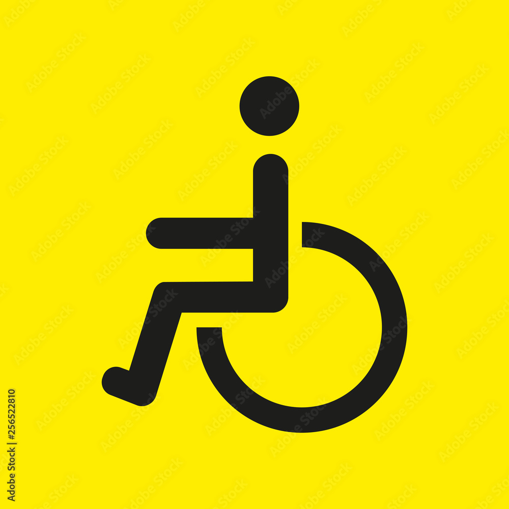 Disabled Handicap Icon isolated on yellow Disabled Handicap Icon isolated on yellow
