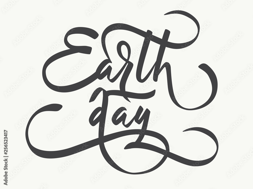 Earth day - hand lettering. Black inscription on white background. Vector illustration. Earth day - hand lettering. Black inscription on white background. Vector illustration.