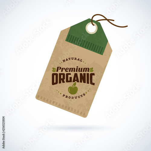 Natural organic food label on vintage paper