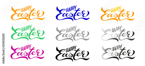 9 SET Happy Easter Handwritten Lettering Colors