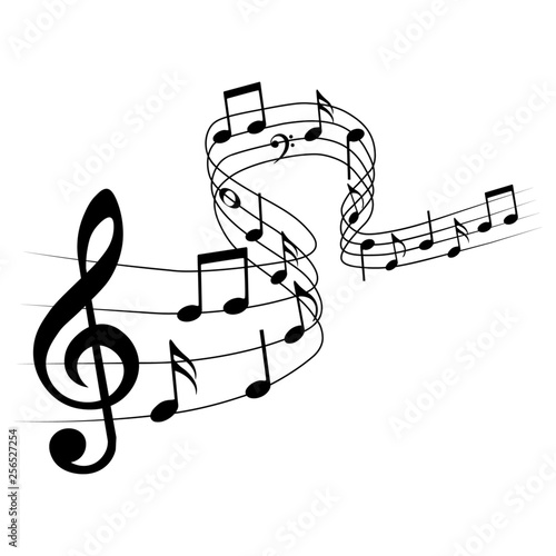 Music notes and symbols, musical design elements, vector illustration.