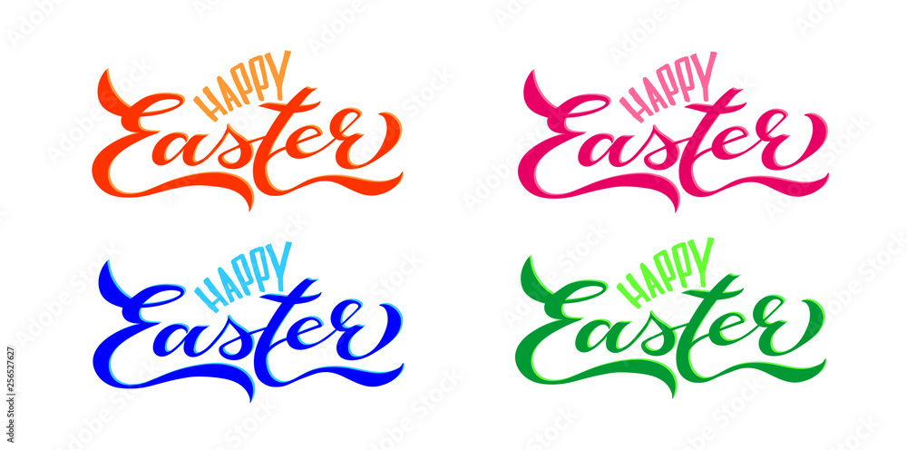 4 SET Happy Easter Handwritten Lettering Colors 4 SET Happy Easter Handwritten Lettering Colors