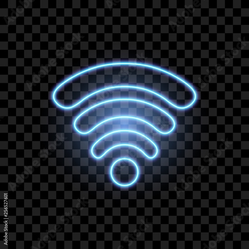 Neon wifi sign. Vector illustration.
