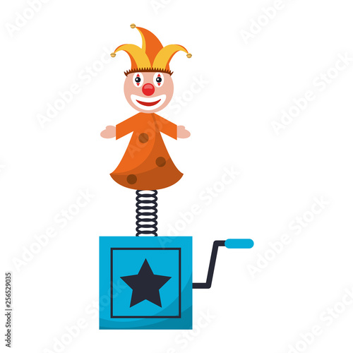 Joke suprise box with clown cartoon