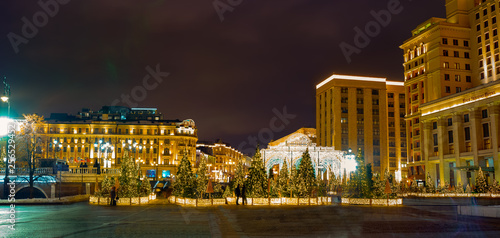 City the Moscow .Christmas installation at the Manege square .Russia.2019