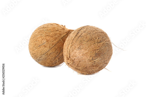 Fresh tropical coconuts isolated on white background