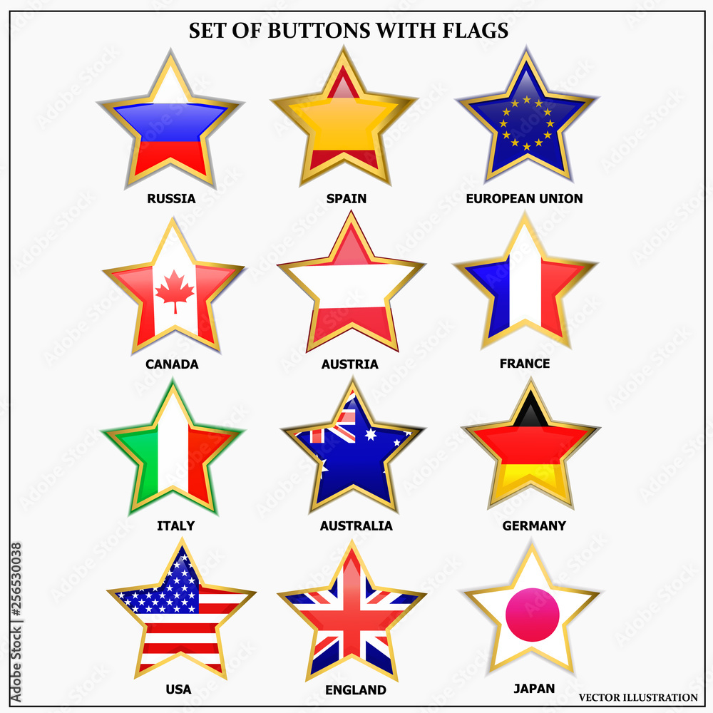 Bright set of banners with flags. Colorful illustration with flags of the world for web design. Vector illustration Bright set of banners with flags. Colorful illustration with flags of the world for web design. Vector illustration
