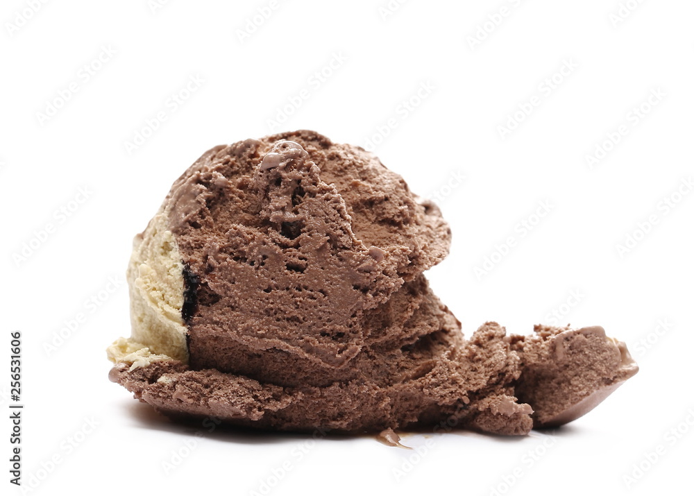 Chocolate ice cream ball isolated on white Chocolate ice cream ball isolated on white