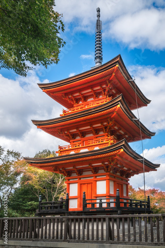 Koyasu Pagoda View on Mount Otawa in autumn at Kiyomizu-dera temple and garden in Kyoto.