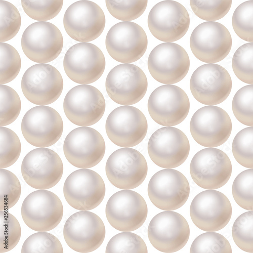 Vector realistic monochrome white pearls seamless pattern
