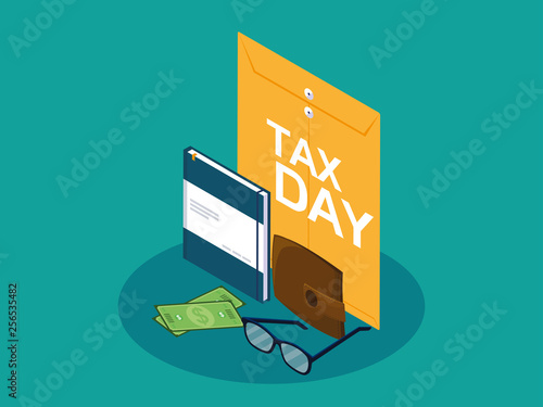 tax day with envelope manila and business icons