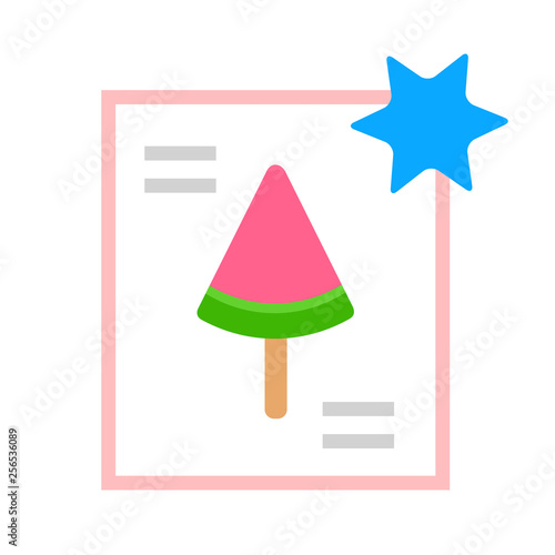 Watermelon Fruit ice vector icon flat isolated illustration