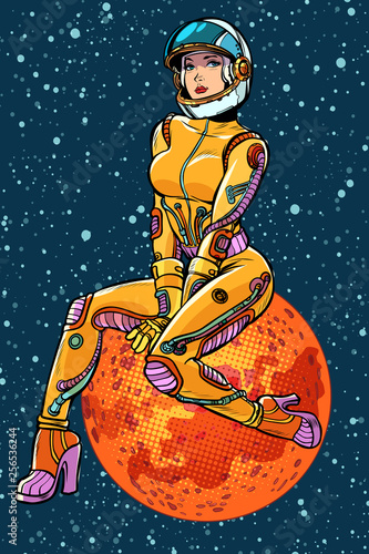 red planet Mars sexy beautiful woman astronaut