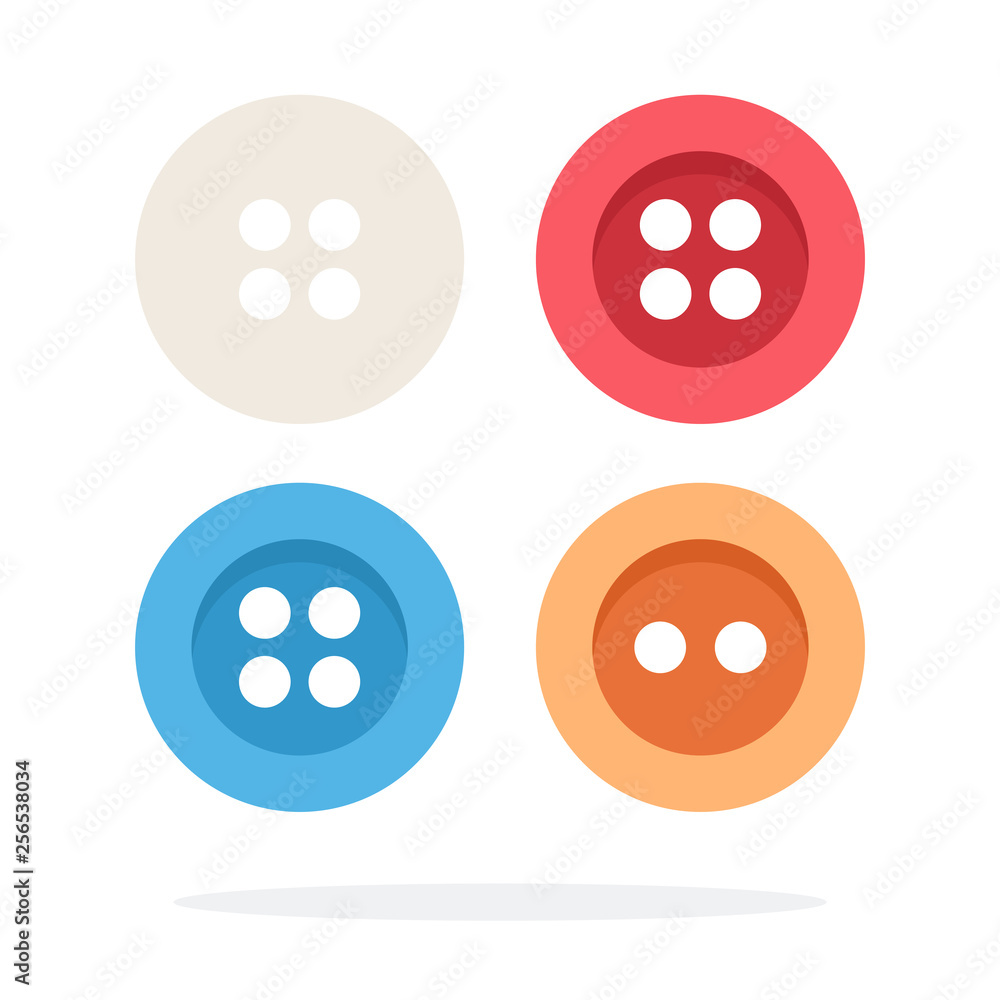 Four colored buttons flat isolated Four colored buttons flat isolated