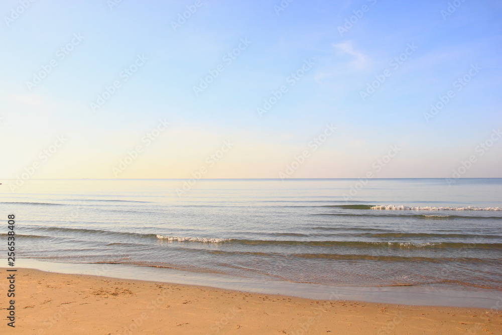 Sea or beach with clear blue sky in the morning,for background.