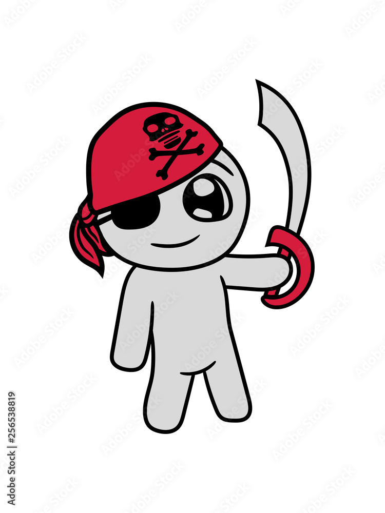 Obraz premium matrose kapitän pirat kostüm junge halloween seeräuber mütze säbel schiff crew boot segelboot meer kleiner süßer niedlicher mann figur comic cartoon hand design lieb nett