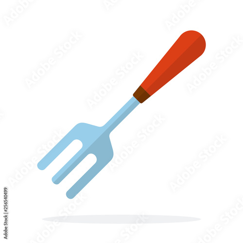 Narrow garden rake flat isolated