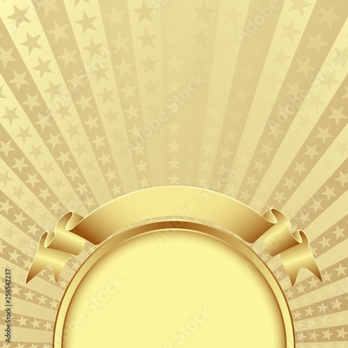 golden background with frame and ribbon