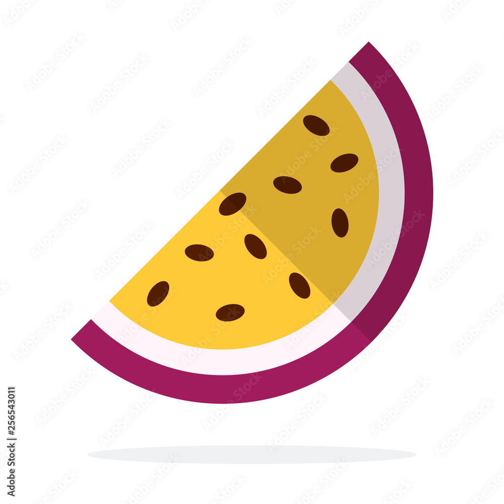 A piece of passion fruit flat isolated A piece of passion fruit flat isolated