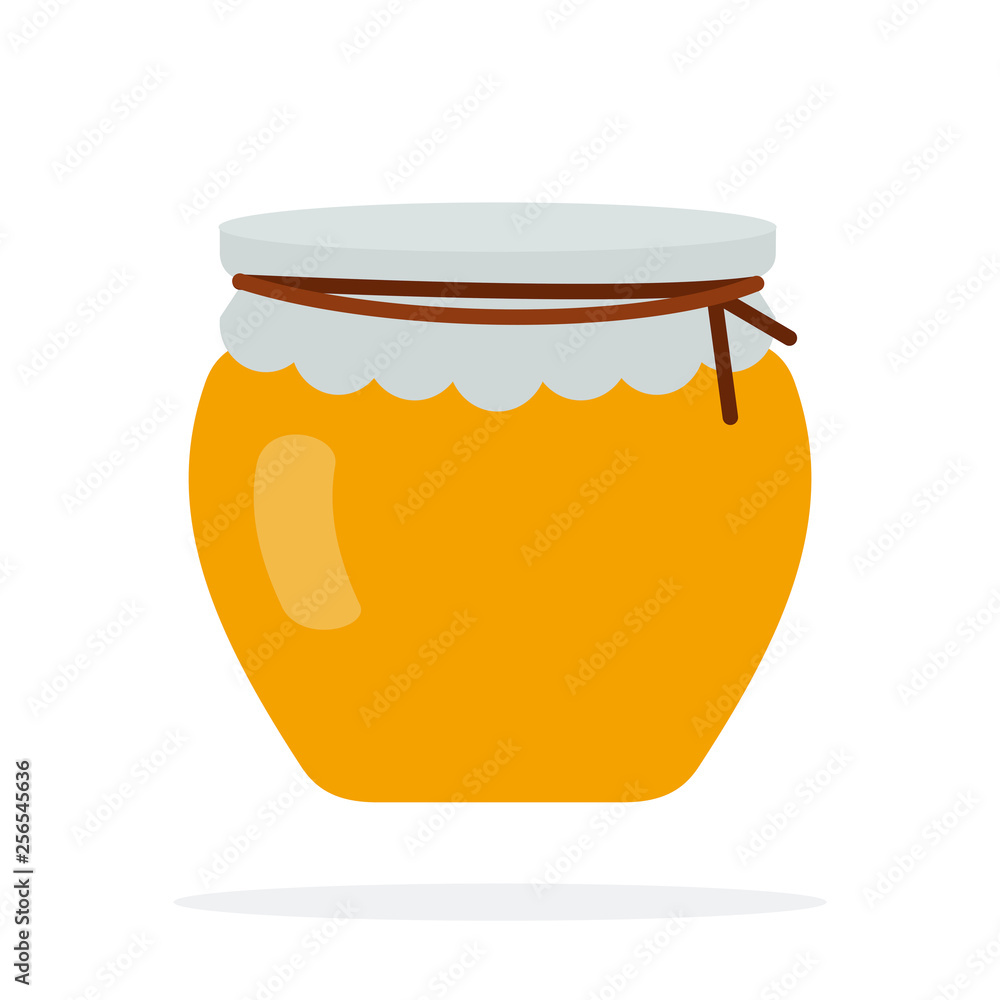 Glass pot of honey flat isolated Glass pot of honey flat isolated