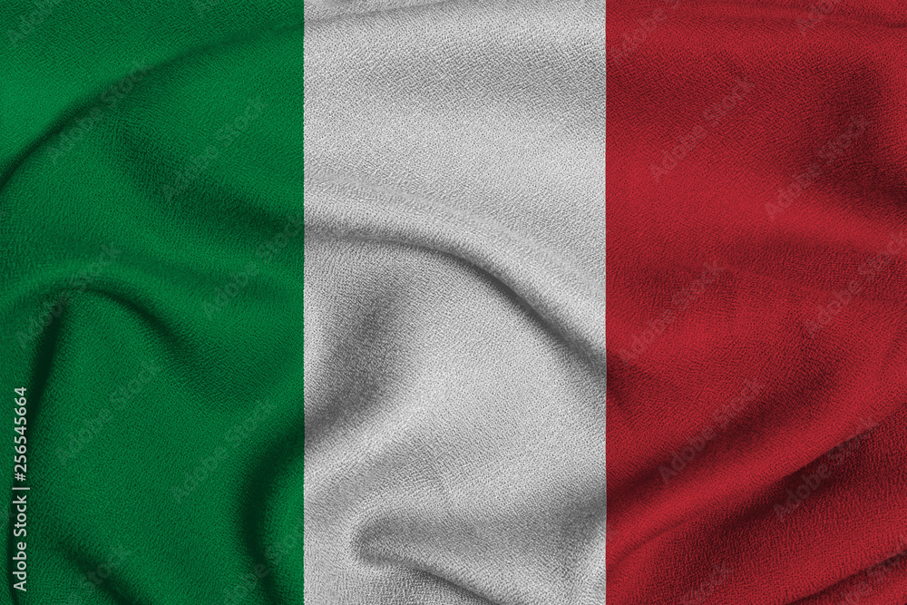 Flag of the Italy from the factory knitted fabric. Backgrounds and Textures Flag of the Italy from the factory knitted fabric. Backgrounds and Textures