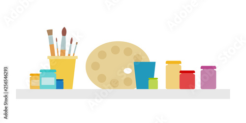 Art drawing set vector icon flat isolated illustration