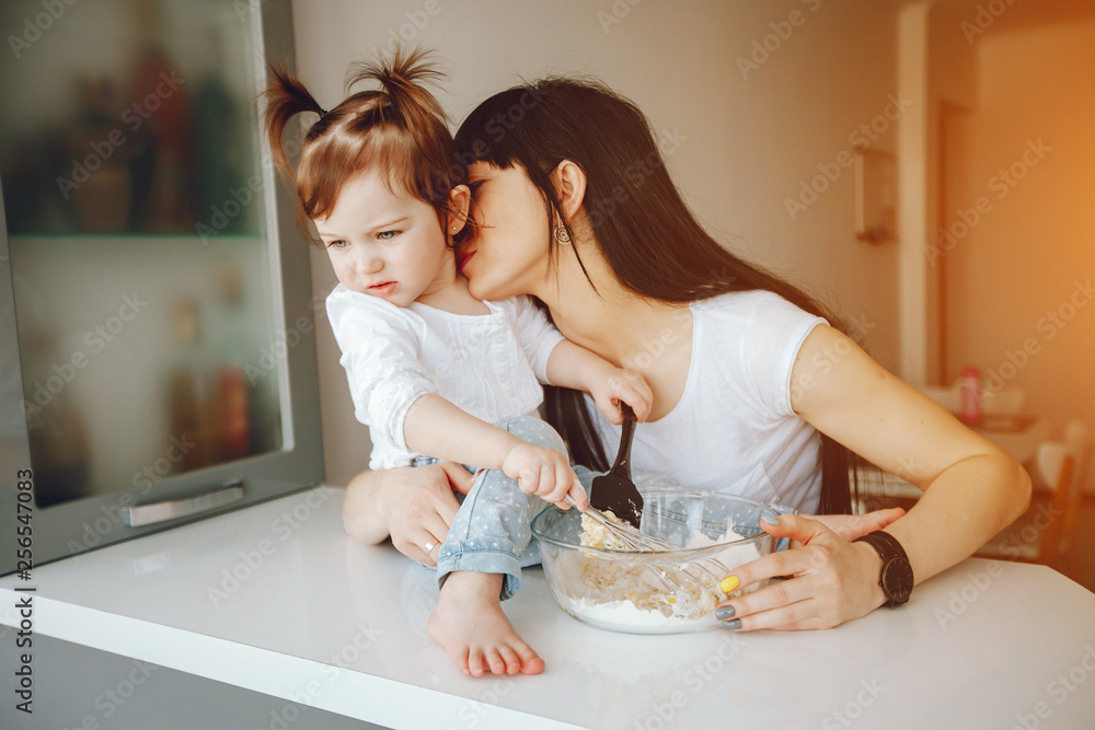 mother with cute daughter