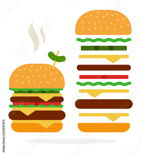 Double burger with steam cheese and beef and recipe of double burger