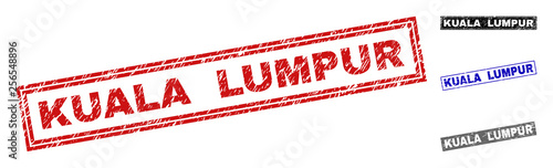 Photography Grunge KUALA LUMPUR rectangle stamp seals isolated on a white background