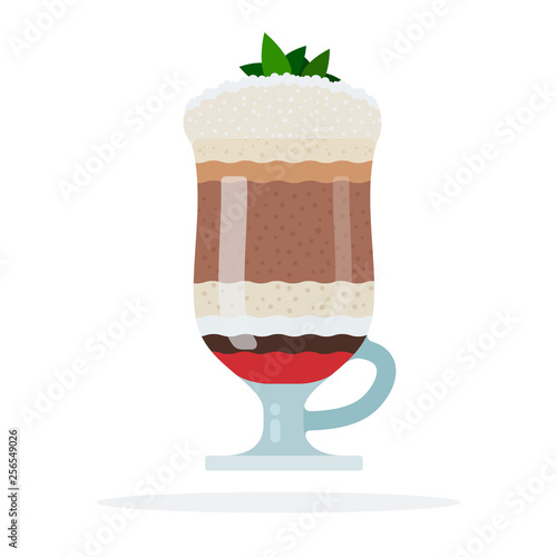 Milkshake with ice cream and mint vector flat isolated