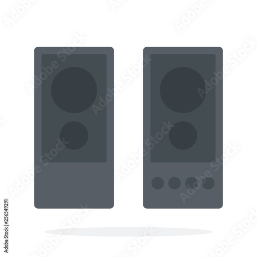 Black loudspeakers vector flat isolated