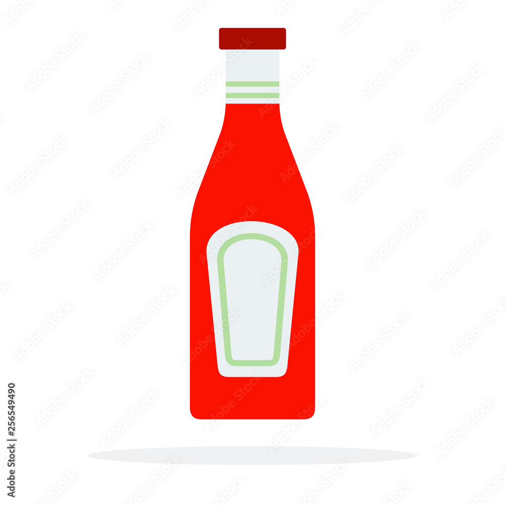 Glass bottle with ketchup vector flat isolated Glass bottle with ketchup vector flat isolated