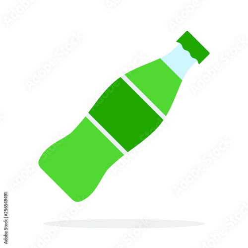 Sweet green beverage in a plastic bottle vector flat isolated