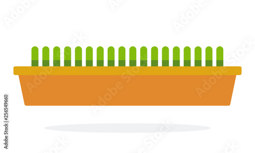 Long pot for flowers vector flat isolated
