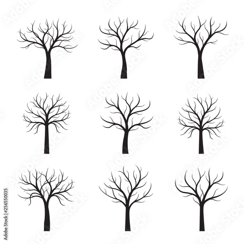Set of Black Neked Trees. Vector Illustration.