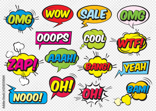 Set of color comic speech bubbles. Vector Illustration.