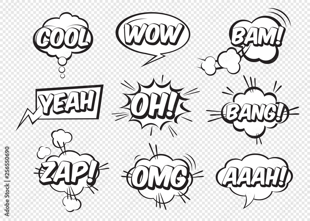 Set of comic speech bubbles. Vector Illustration. Set of comic speech bubbles. Vector Illustration.