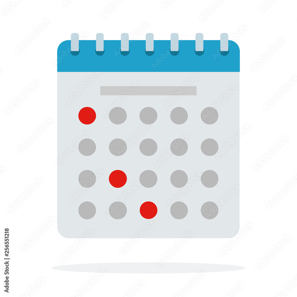 Paper calendar marked with dates vector flat isolated Paper calendar marked with dates vector flat isolated