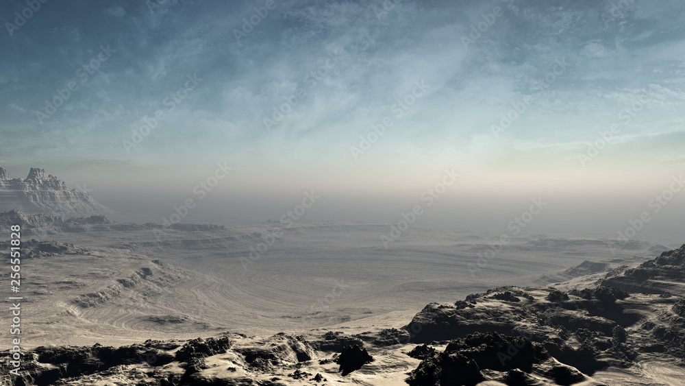 Fototapeta premium misty desert in daylight with cloudy sky