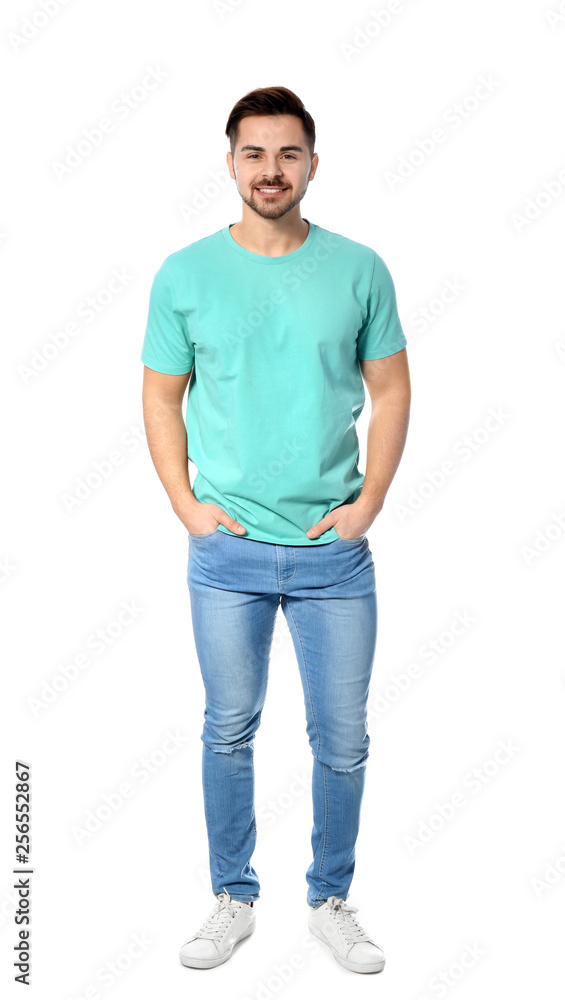 Full length portrait of handsome man posing on white background Full length portrait of handsome man posing on white background