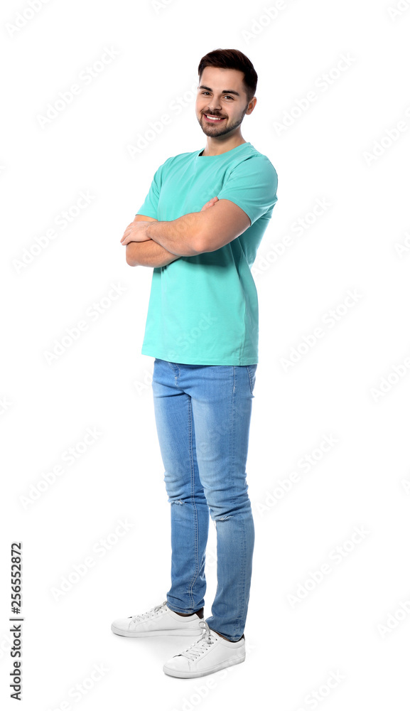 Full length portrait of handsome man posing on white background Full length portrait of handsome man posing on white background