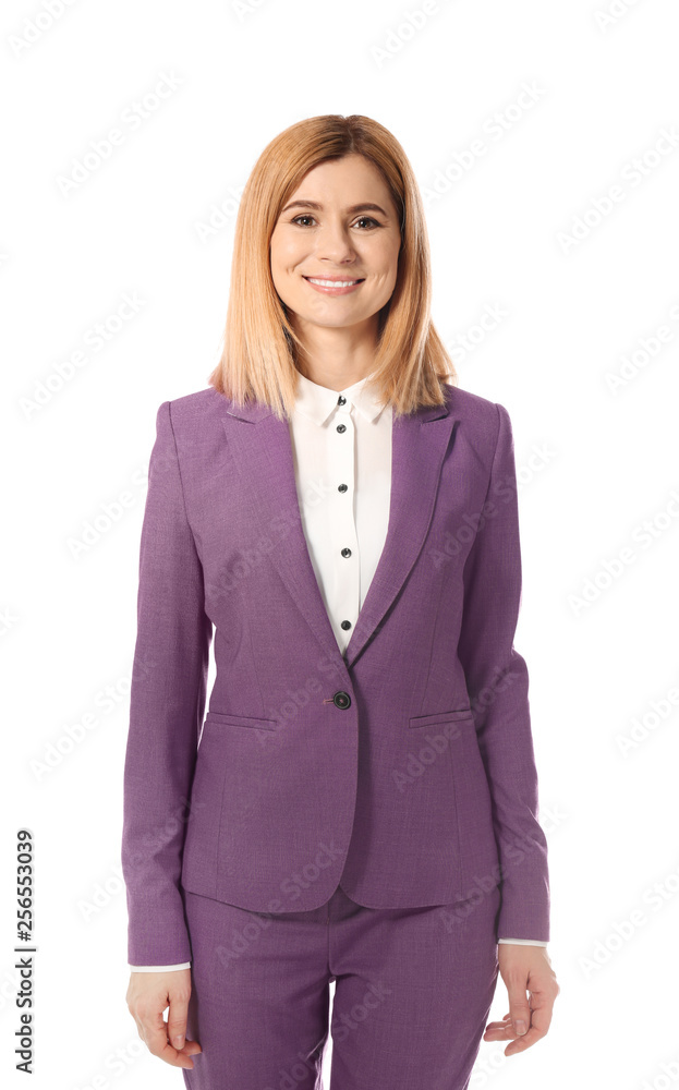 Portrait of successful businesswoman posing on white background Portrait of successful businesswoman posing on white background