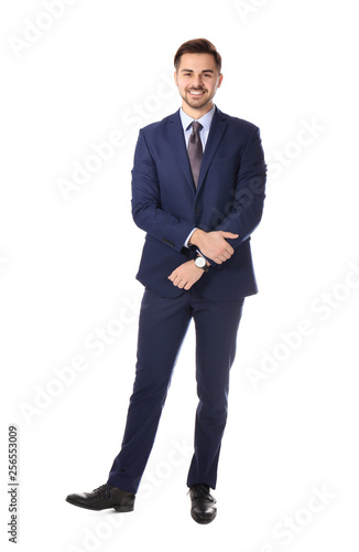 Принти на полотні Full length portrait of businessman posing on white background