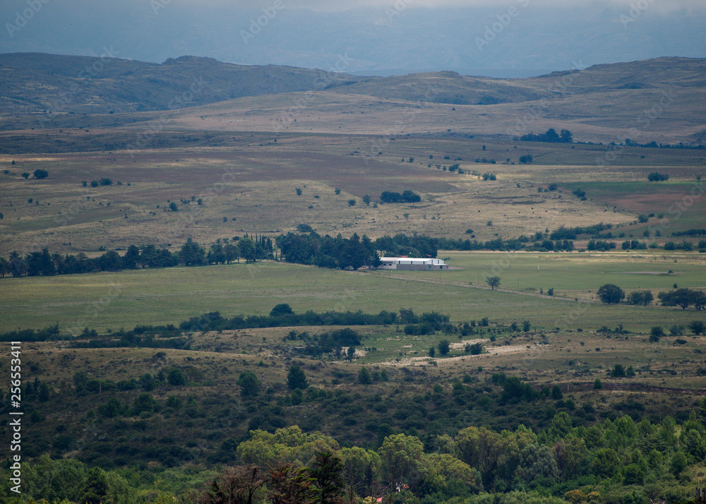 Fototapeta premium View of the valley from a nearby mountain, La Cumbre, Cordoba, Argentina.