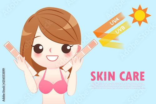 woman take skin color scale