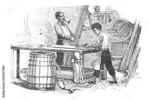 Carpenter - Vintage Engraved Illustration, 1894