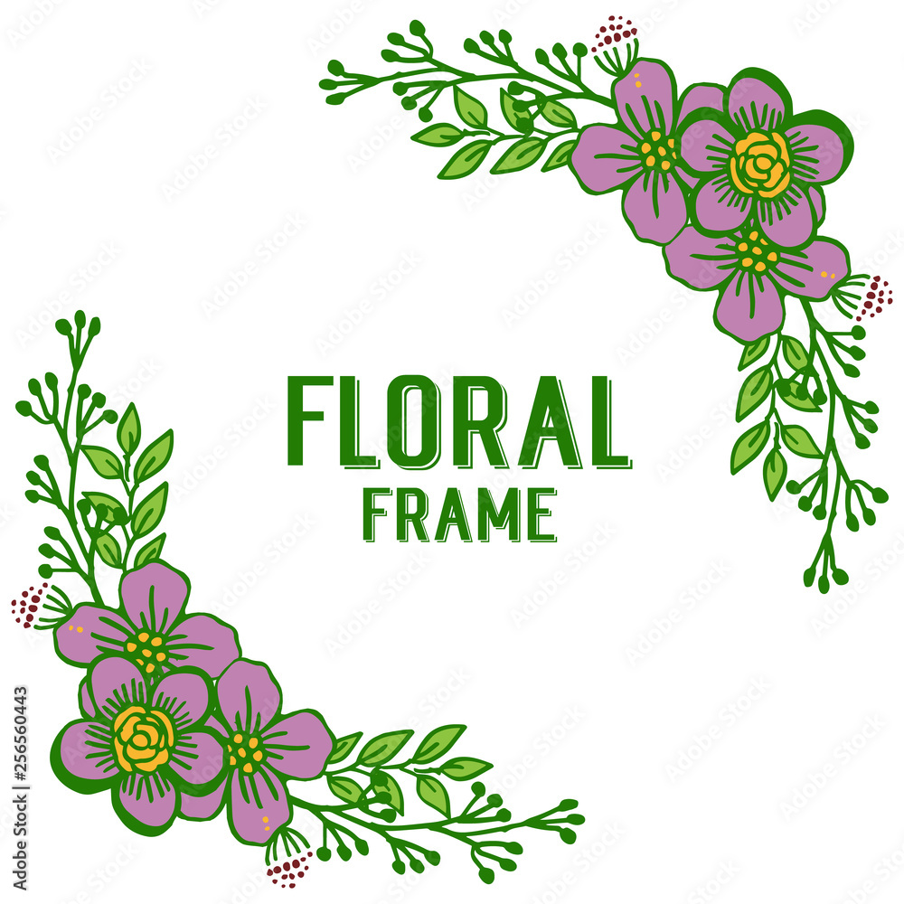 Vector illustration design art purple wreath frames blooms for template