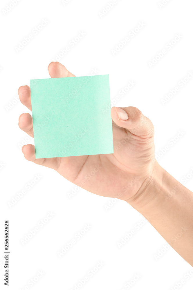 Hand hold virtual business card, credit card or blank paper Hand hold virtual business card, credit card or blank paper